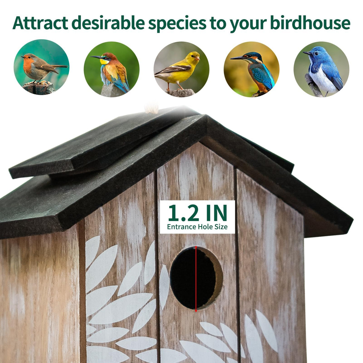 Topadorn hand-painted leaves pattern bird house adds natural charm