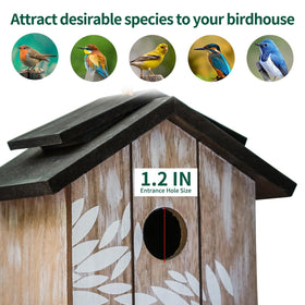 Topadorn hand-painted leaves pattern bird house adds natural charm