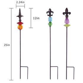 Topadorn metal garden stake outdoor decor flowers withstand rain