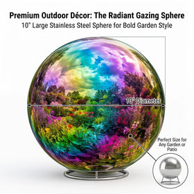 Topadorn stainless steel gazing ball shines with weather-resistant luster on patios