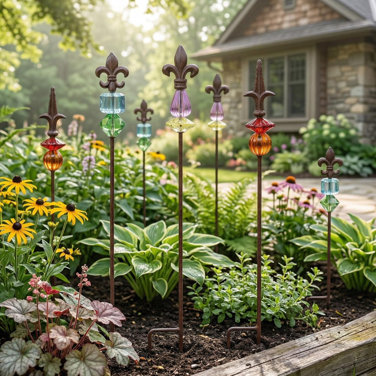 Topadorn weatherproof garden stake steel base stays sturdy