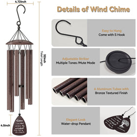Topbry sympathy wind chime shown in garden space for reflection