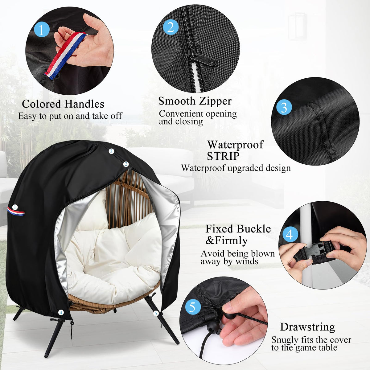 Topcover egg chair cover all-weather protection for outdoor furniture