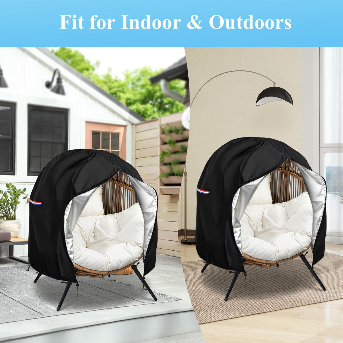 Topcover egg chair cover side handles ease of moving and storage