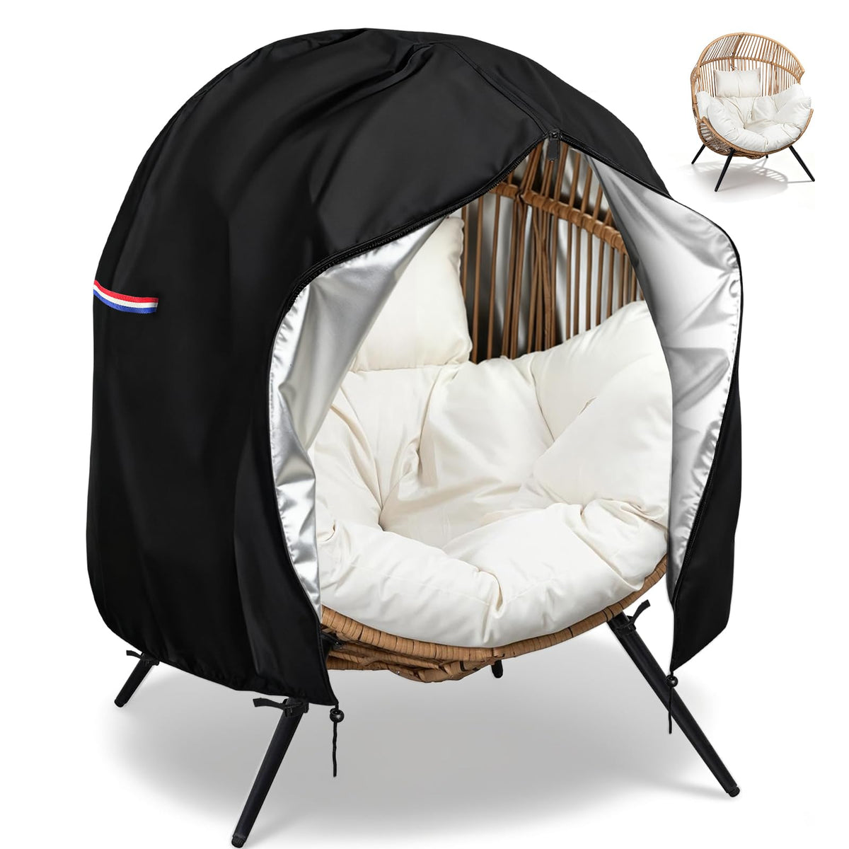 Topcover egg chair cover waterproof protection against rain and sun for outdoor use