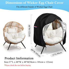 Topcover egg chair cover with windproof buckles securing chair on breezy days