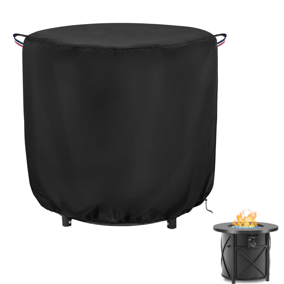 Topcover 30-inch round fire pit cover protects your patio from rain and dust.