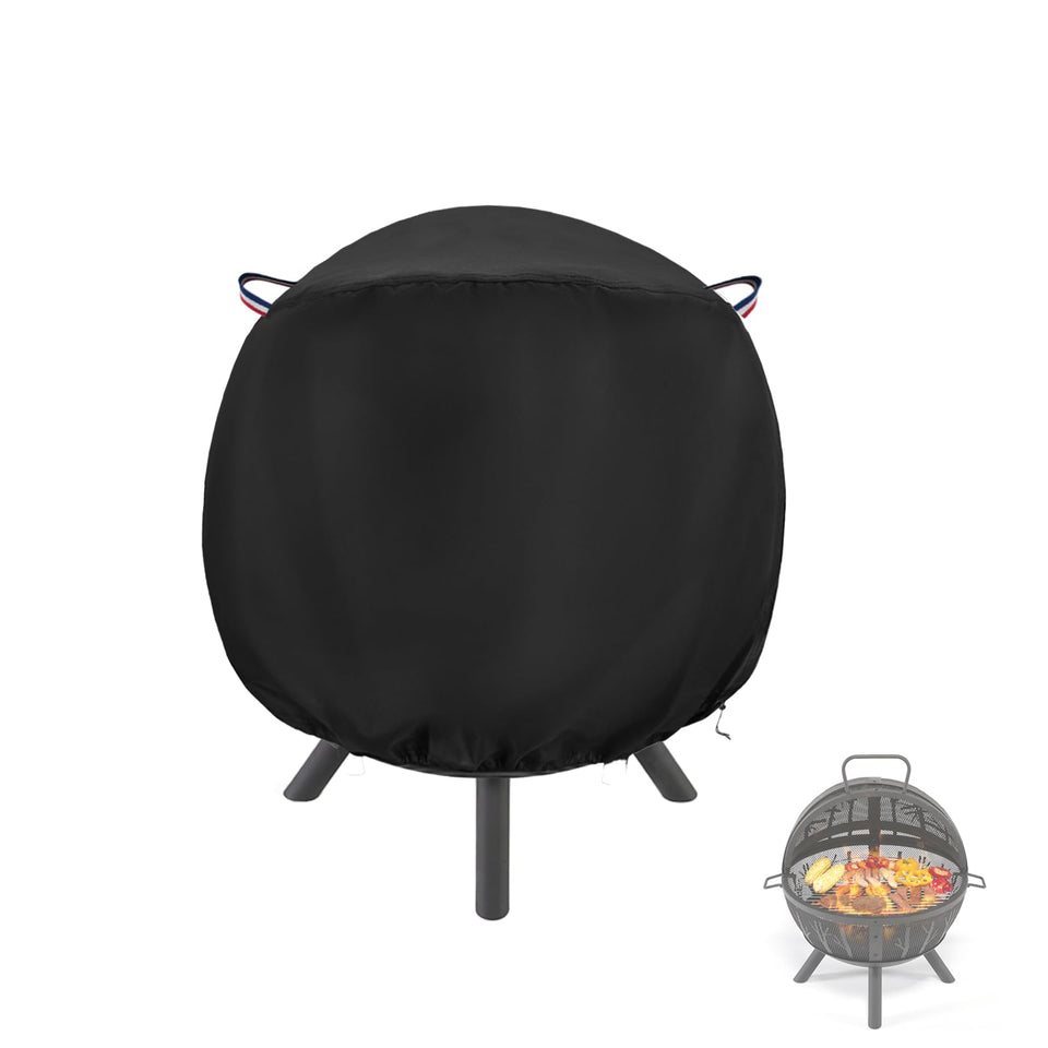 Topcover fire pit cover 36inch globe front view protects from rain and debris.