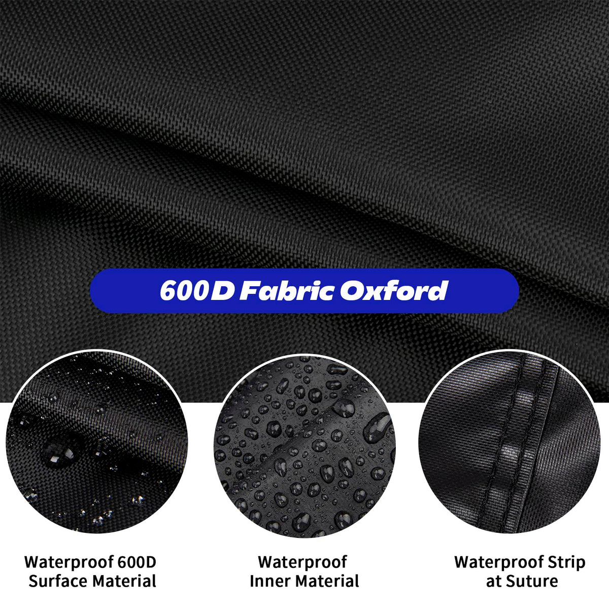 Topcover fire pit cover PU coating close-up highlights water resistance.