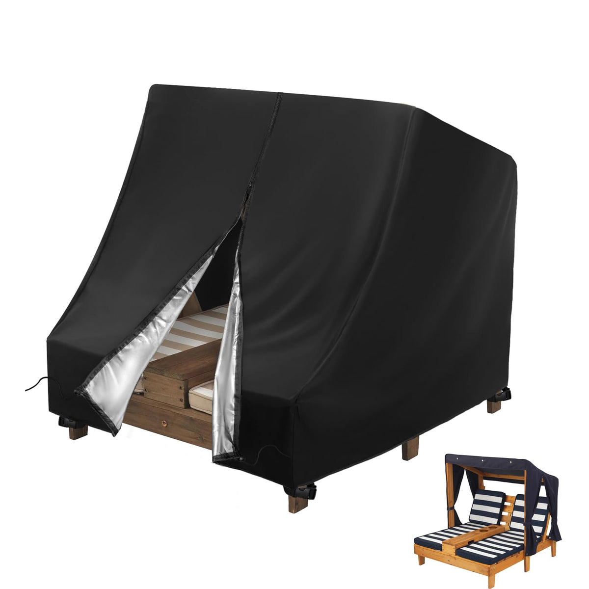 Topcover outdoor double chaise lounge cover protects KidKraft furniture from rain and splashes.