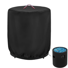 Topcover round fire pit cover protecting a 23-inch fire column from rain and sun