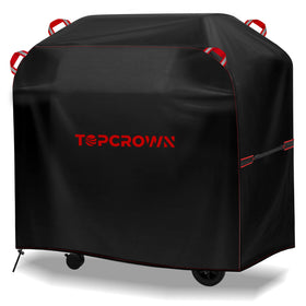 Topcrown grill cover for 68-75 inch grills protects against rain and sun.
