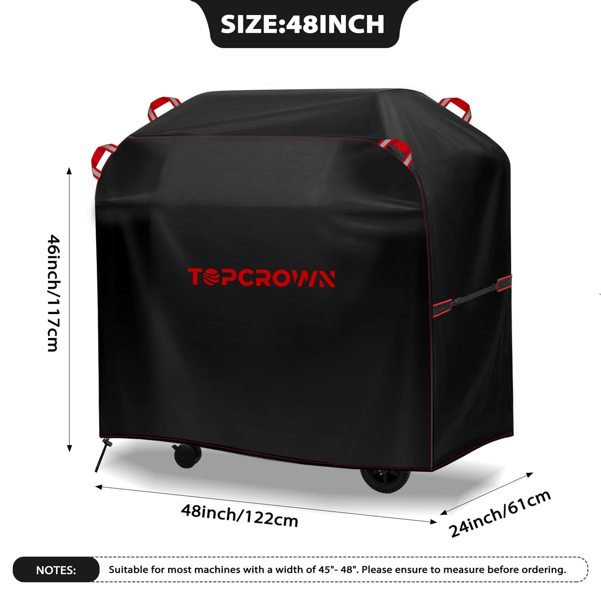 Topcrown grill cover showcases diamond-weave fabric for durable outdoor protection.