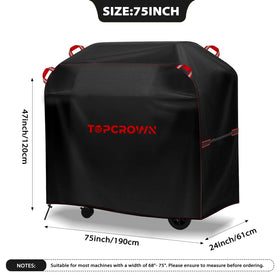 Topcrown 420D Oxford black-red cover provides waterproof protection for your grill.