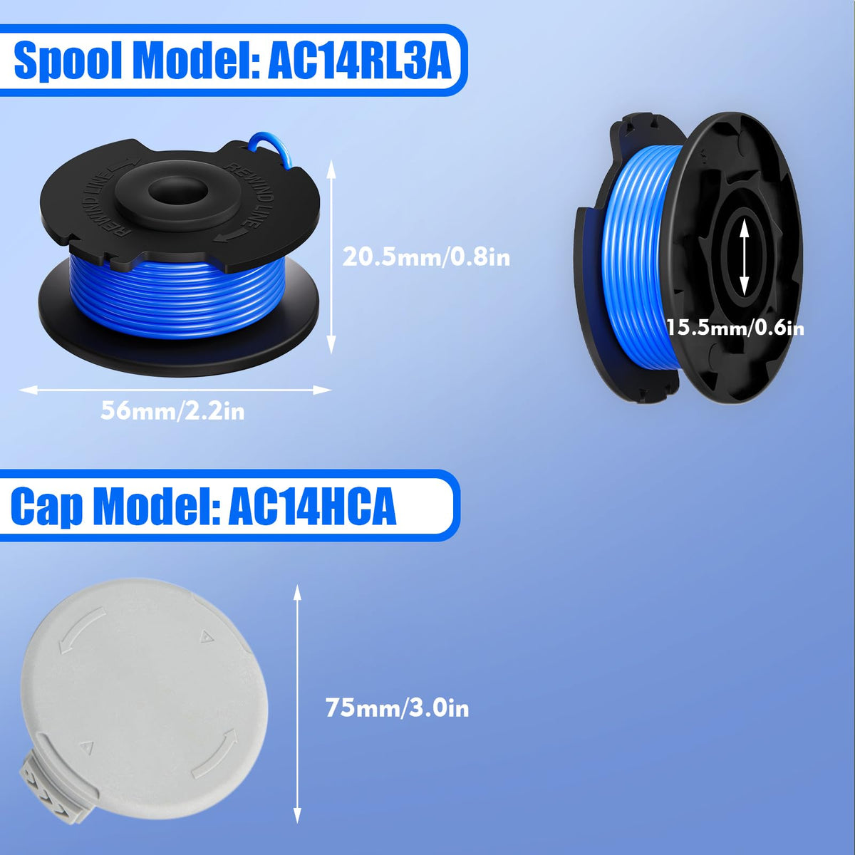 TOPEMAI AC14RL3A refill spools simplify yard maintenance.