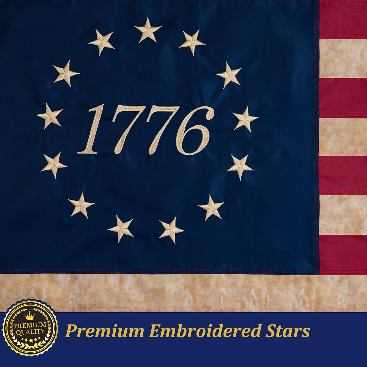 TOPFLAGS Betsy Ross flag embroidered 13 stars for premium detail.
