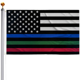 Topflags blue-red-green line 3x5 flag for outdoor display with vivid colors.