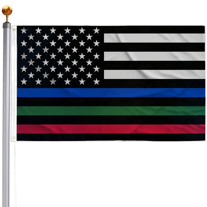 Topflags blue-red-green line 3x5 flag for outdoor display with vivid colors.