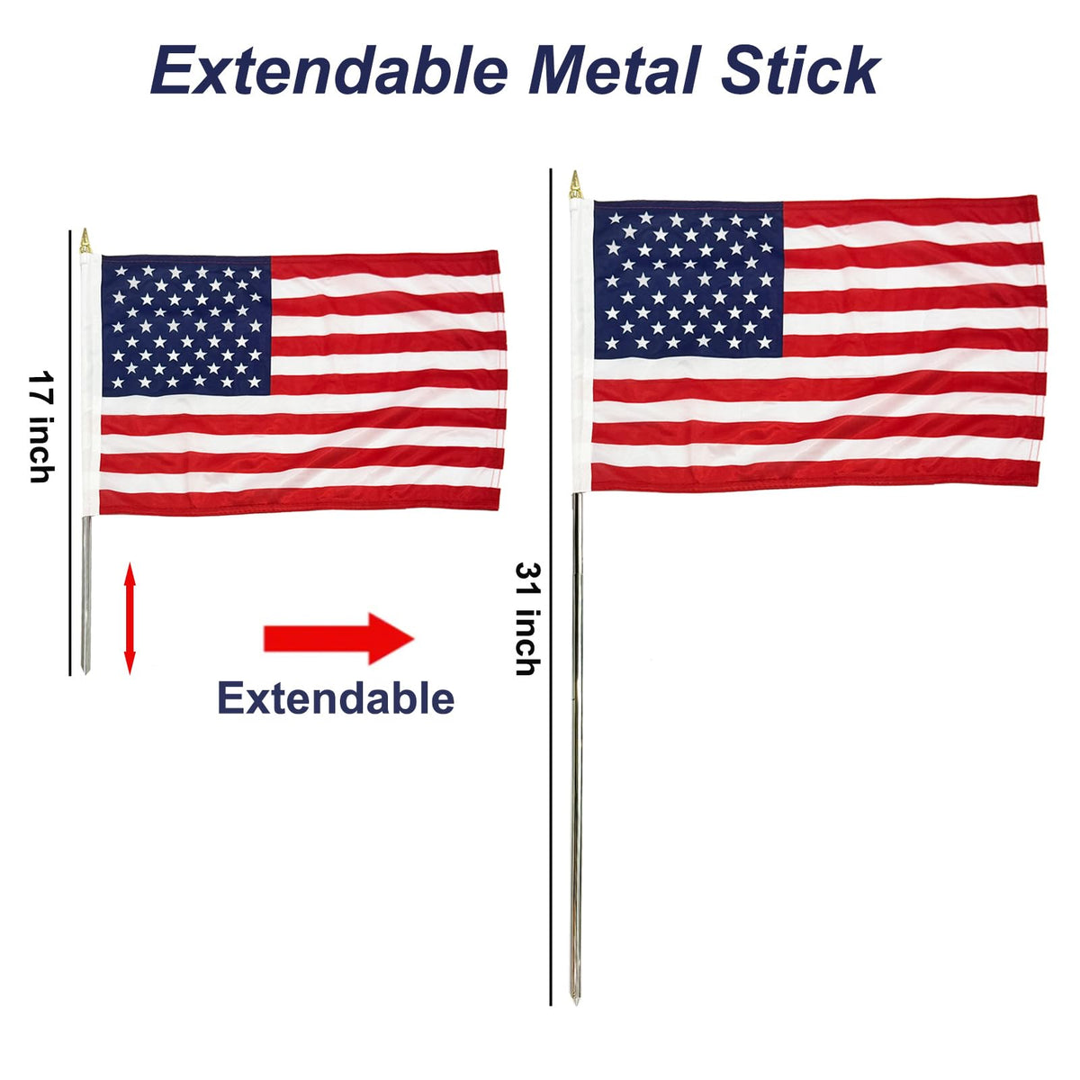 TopFLAGS extendable metal pole close-up, highlighting durability.