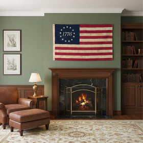 TOPFLAGS heavy-duty fabric flag with reinforced headers and brass grommets for outdoors.