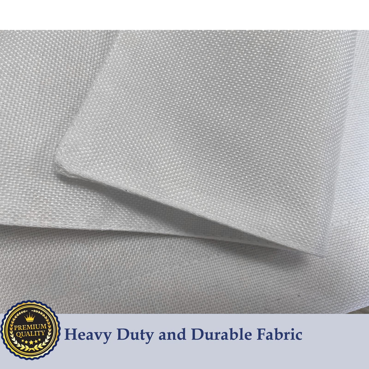 TOPFLAGS white canvas material close-up, showing durable, machine-washable fabric.