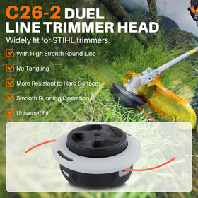 Topkidame C26-2 head used around shrubs and edges in a yard