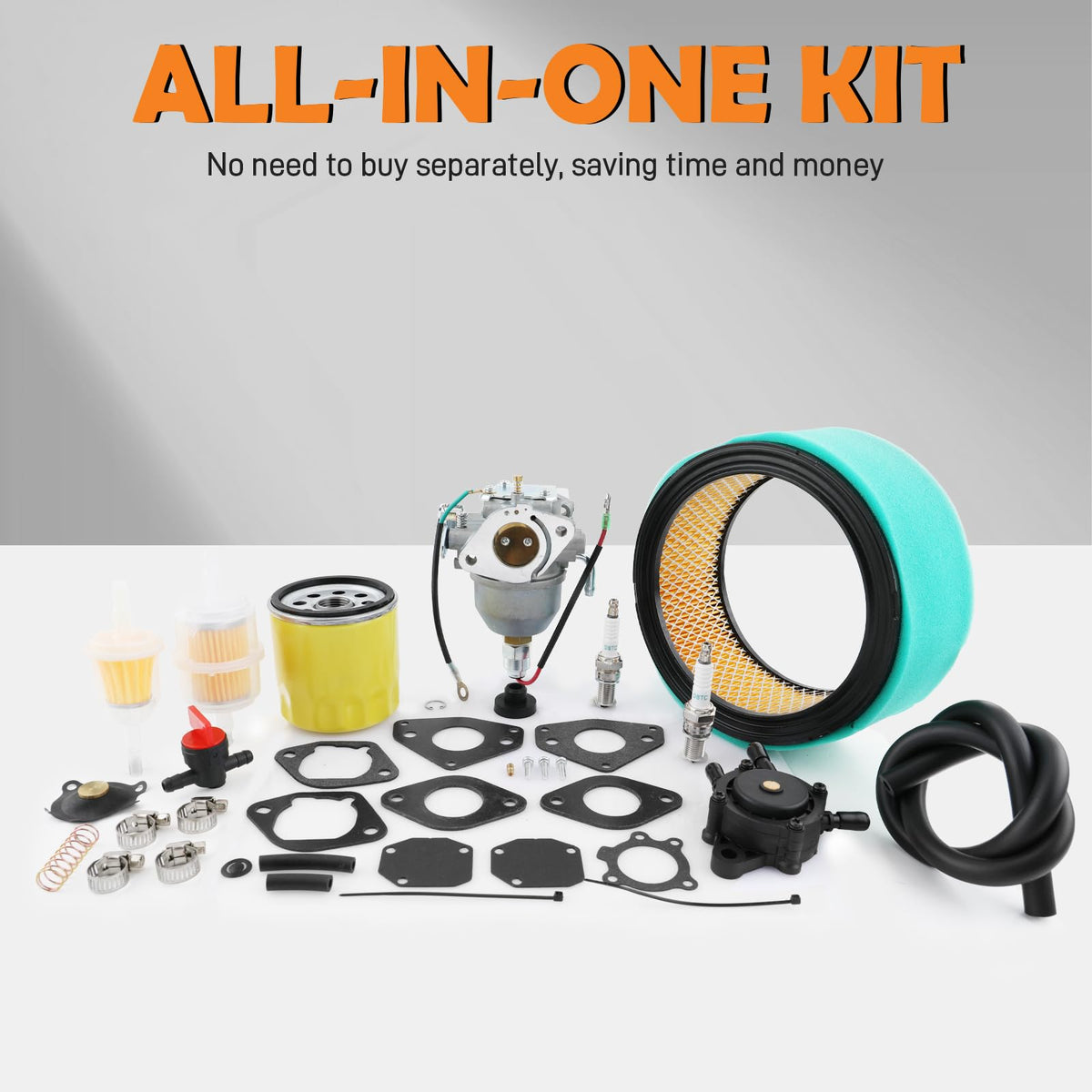 Topkidame carburetor package contents shown for Kohler engine retrofit.