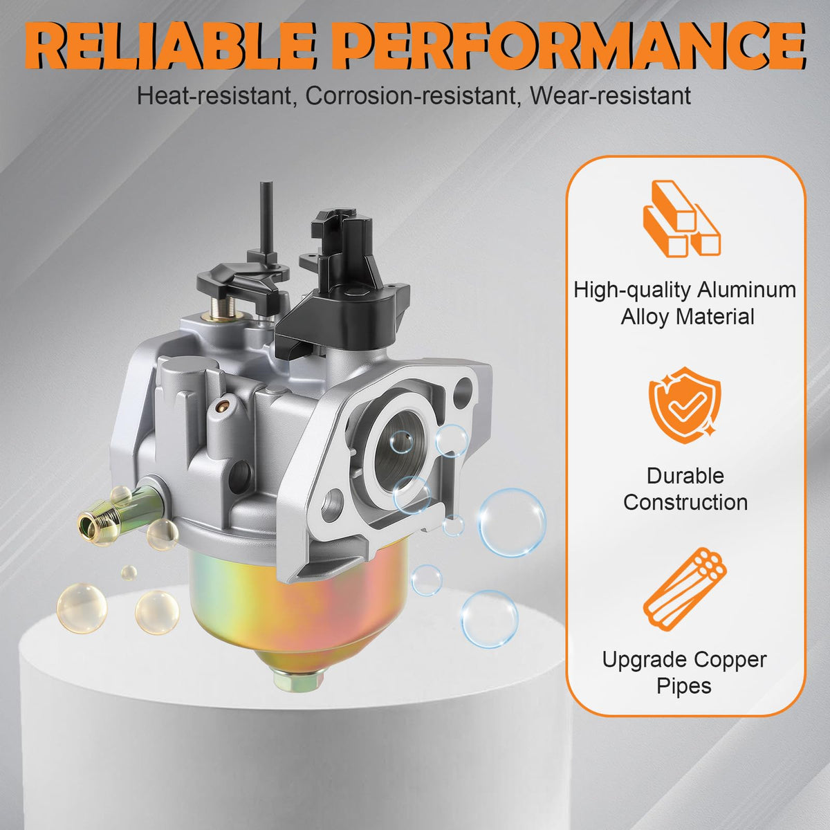 Topkidame Huayi carburetor close-up shows precise fuel passages and construction