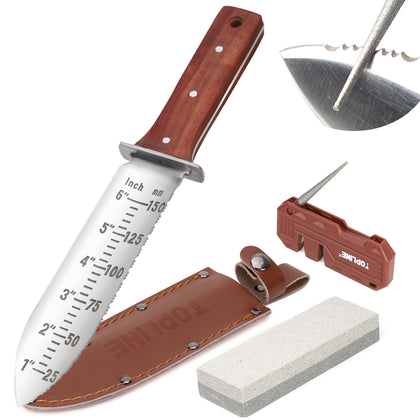 Topline Hori Hori knife blade close-up shows sharp edge for precise slicing