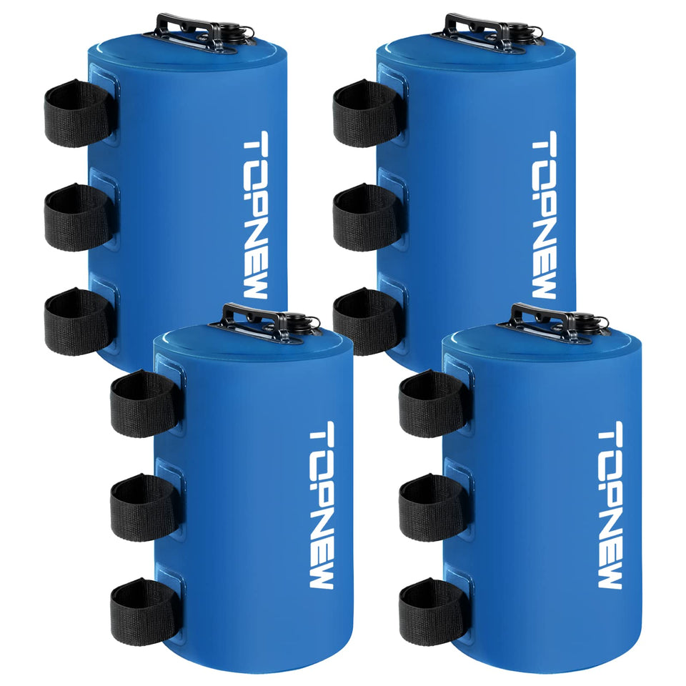 TOPNEW 4-pack canopy water weights with leak-proof cap stabilize a canopy in windy weather