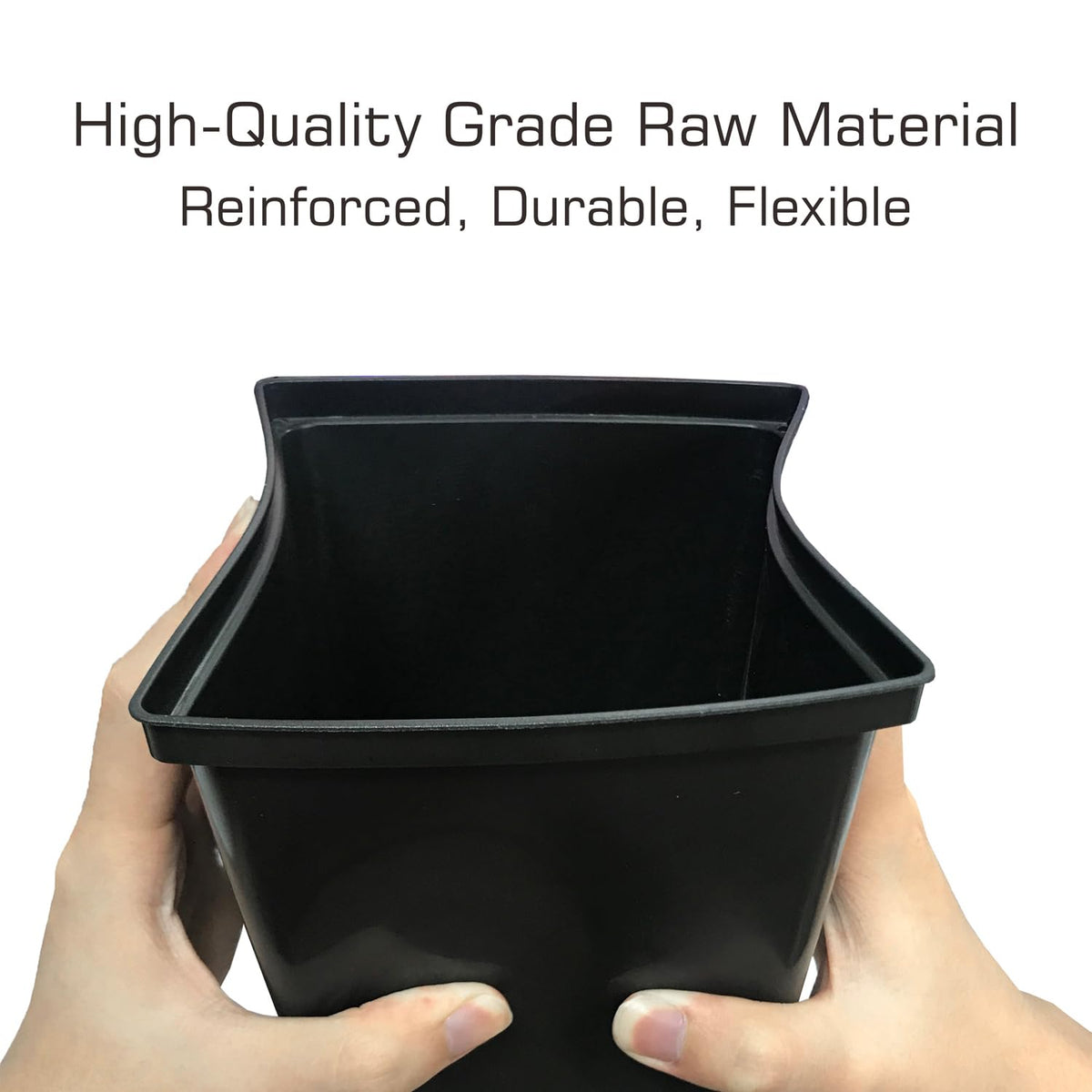 TopoGrow square black textured pot for durable daily use.