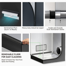 TopoLite grow tent easy access ports for cables and equipment