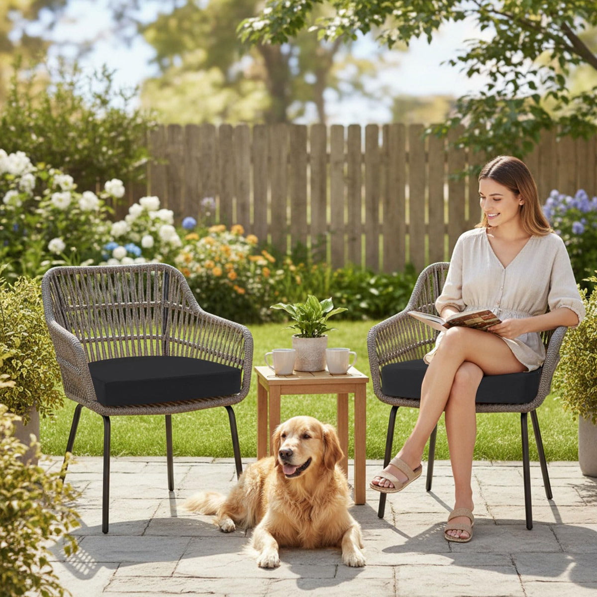 Topotdor chair cushion with removable cover and hidden zipper keeps cushions clean and secure.