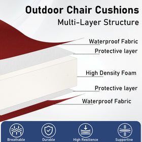 Topotdor outdoor cushions feature waterproof, fade-resistant fabric for all-weather use.