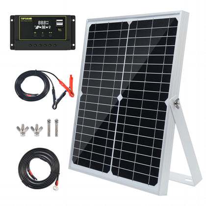 Topsolar 30W panel front view for portable off-grid charging.
