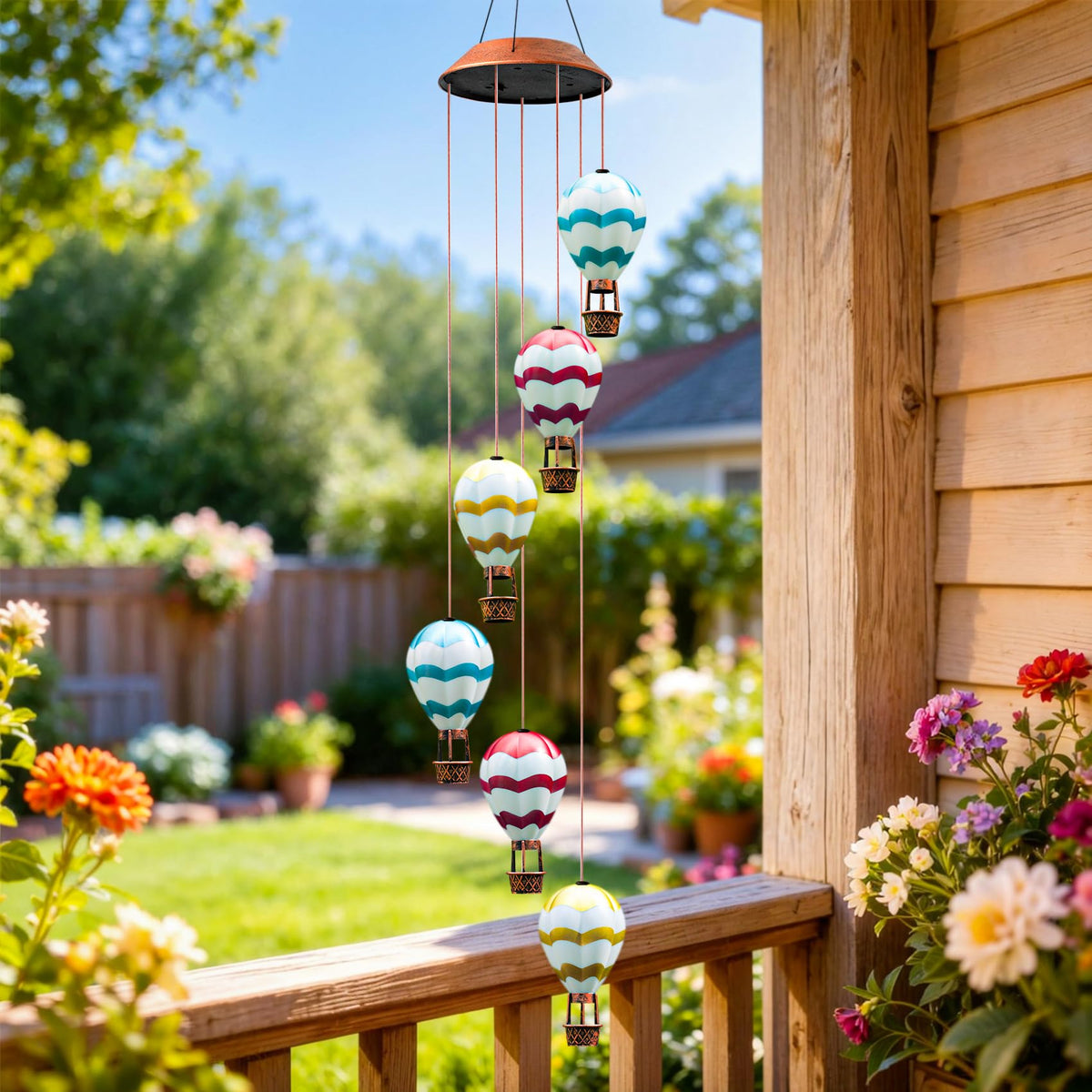Solar powered glow at night enhances garden ambience; decorative, not for primary lighting.