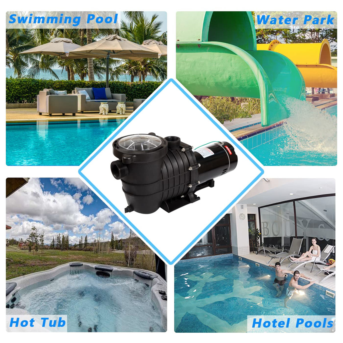 TOPWAY pump in use demonstrates strong flow for inground or above-ground pools