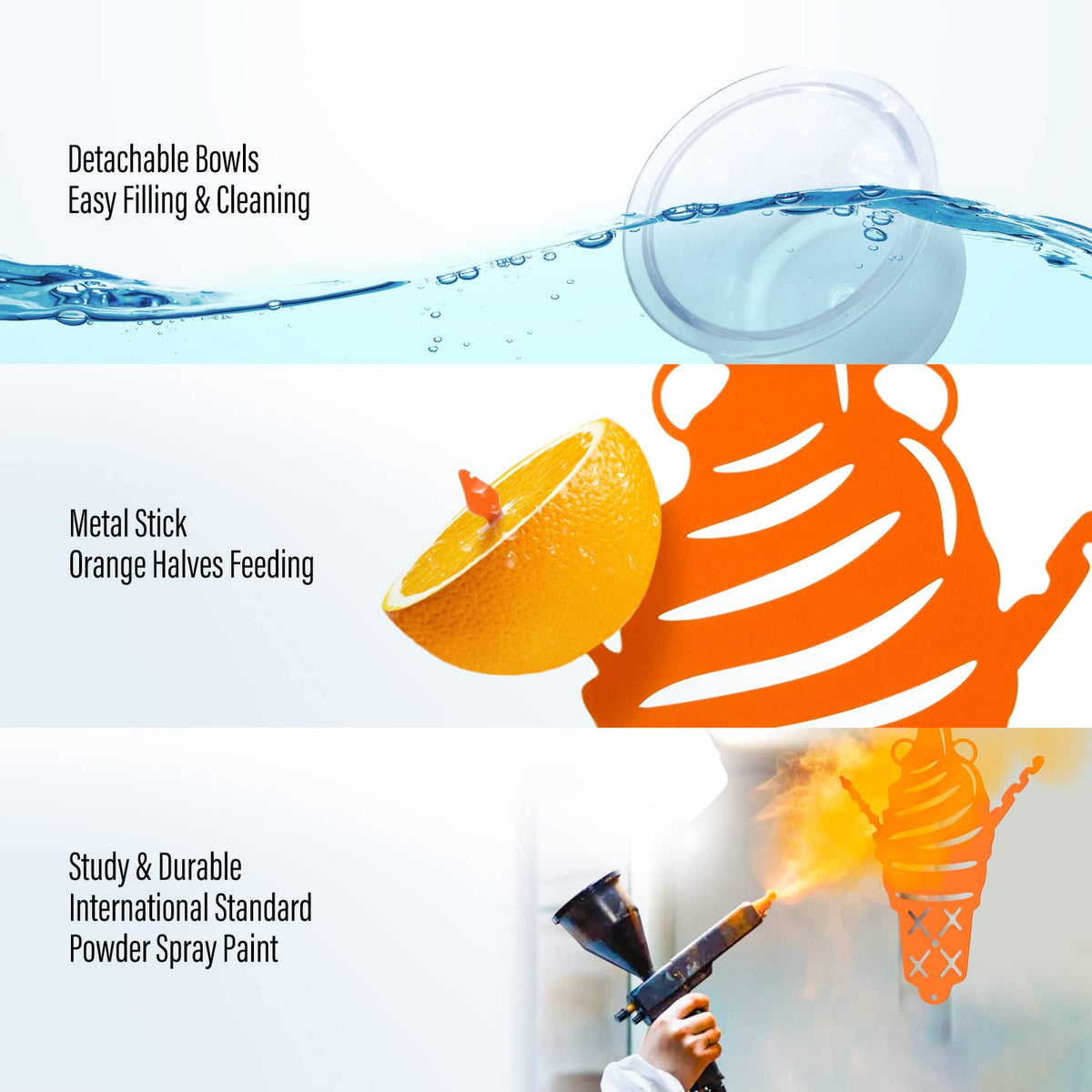 TopWoot Oriole feeder uses orange halves on pegs to lure birds