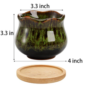 TOPZEA 4-inch blue glazed succulent pot adds color with drainage