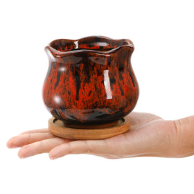 TOPZEA 4-inch orange glazed succulent pot warm focal point