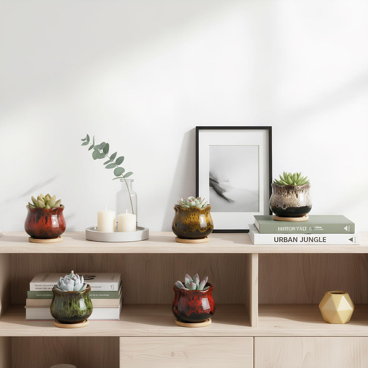 TOPZEA removable bamboo saucer keeps surfaces clean