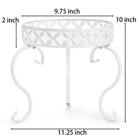 TOPZEA two-pack white plant stand front view holds medium pots neatly.