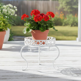 TOPZEA two-pack white plant stand garden setup elevates greenery outdoors.