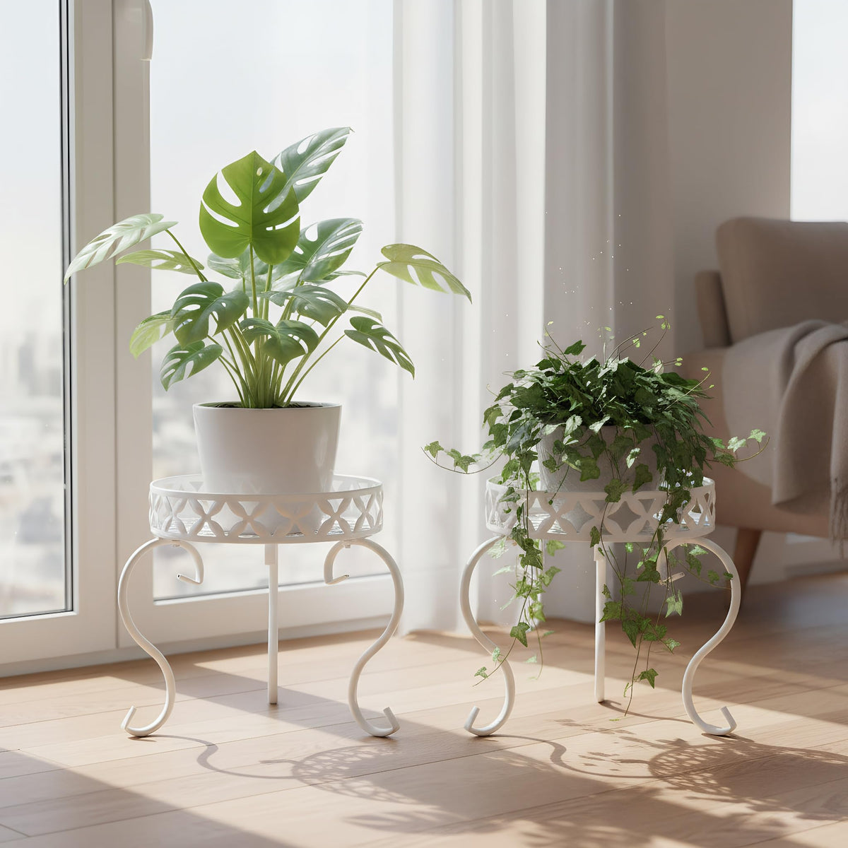 TOPZEA two-pack white plant stand indoor living room decor accent.