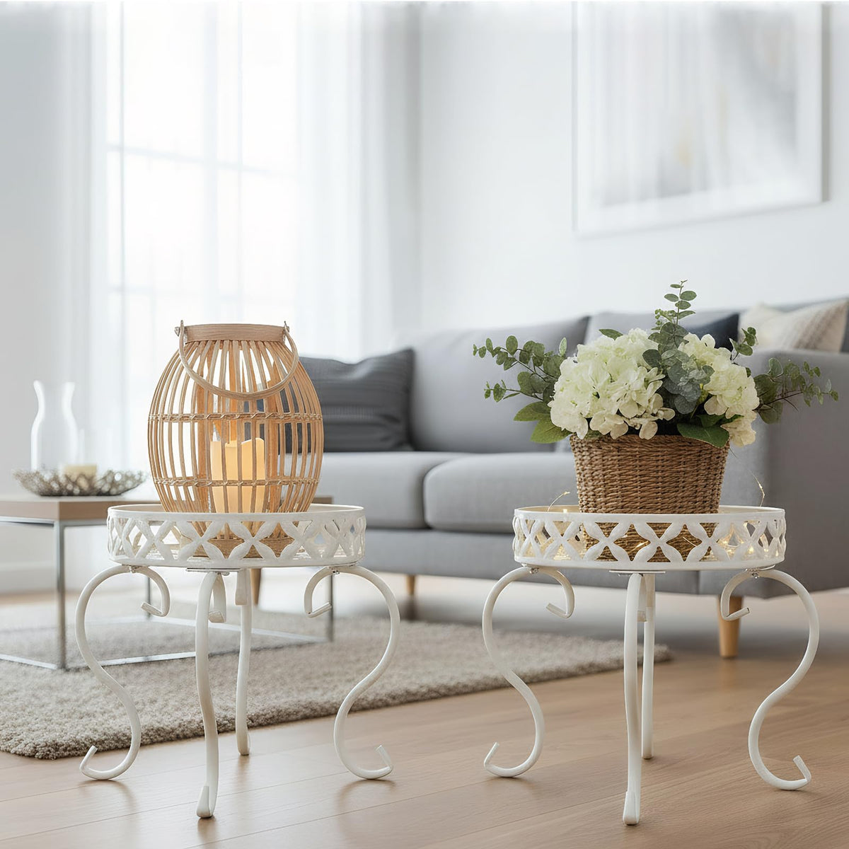 TOPZEA two-pack white plant stand packaged for easy assembly.