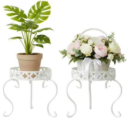 TOPZEA two-pack white plant stand side view elevates pots for sunlight.