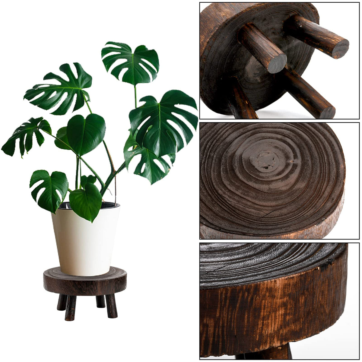 TOPZEA medium wooden plant stand 6-9 inch diameter elevates short pots