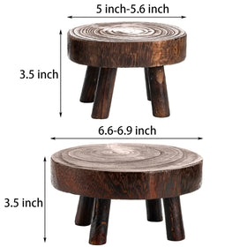 TOPZEA wooden plant stool small 5-6 inch diameter for space-saving displays