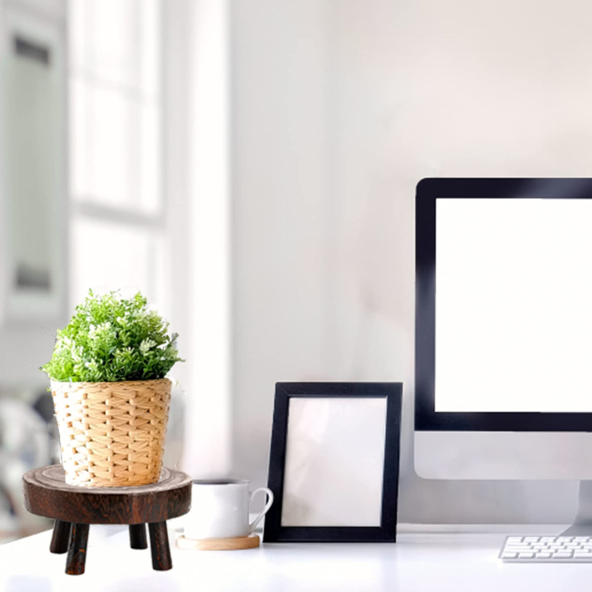 TOPZEA wood display shelf enhances indoor and outdoor decor