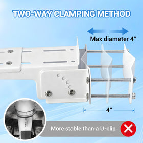 Tordale two-way clamp keeps mounting secure on tall poles